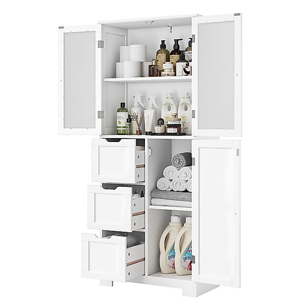 HOMECHO Hochschrank Badezimmerschrank mit 3 Türen günstig online kaufen