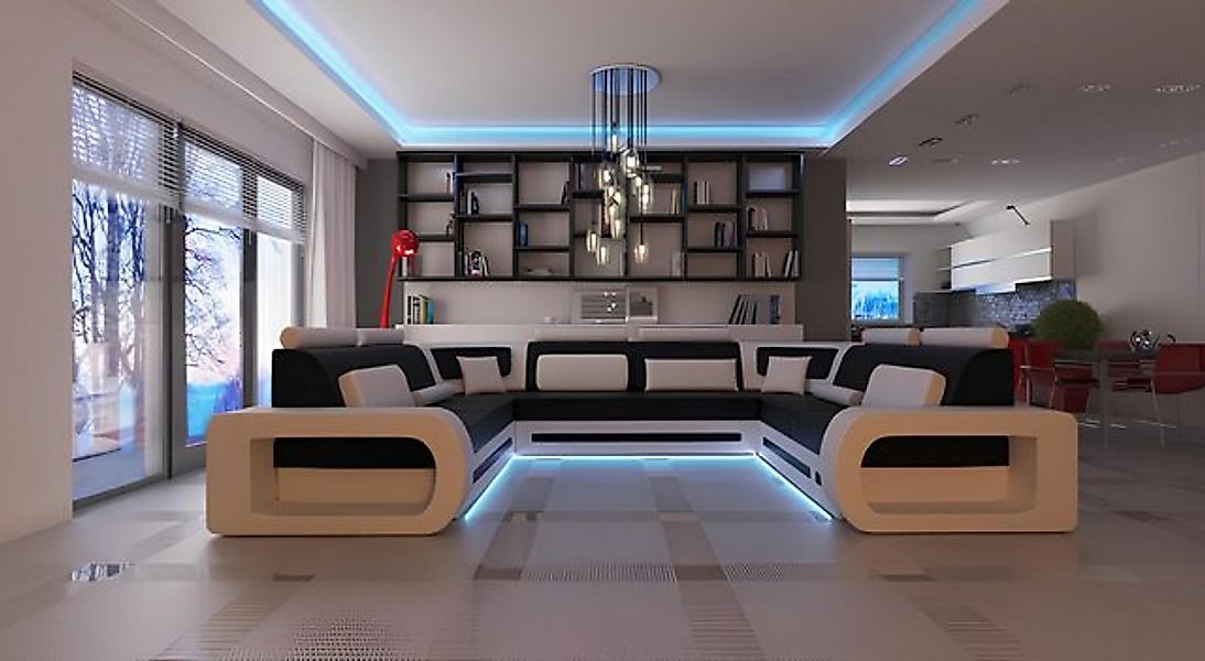 JVmoebel Sofa XXL BIG Wohnlandschaft U Form Ecksofa Sofa Couch Polster Garn günstig online kaufen