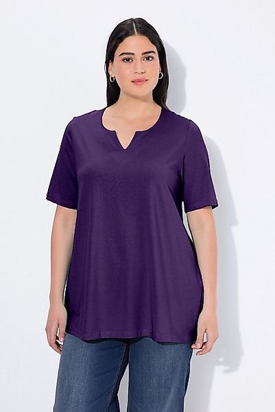 Ulla Popken T-Shirt T-Shirt A-Linie Tunika-Ausschnitt Halbarm günstig online kaufen