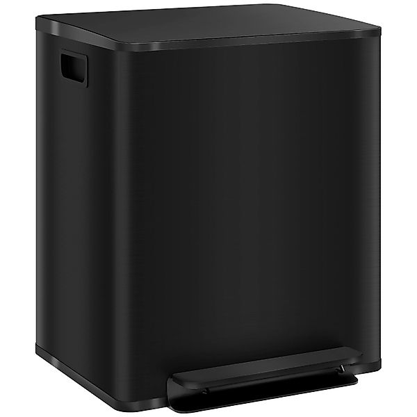 HOMCOM Mülleimer Edelstahl Kunststoff Schwarz 47,7L x 37,5B x 56Hcm günstig online kaufen