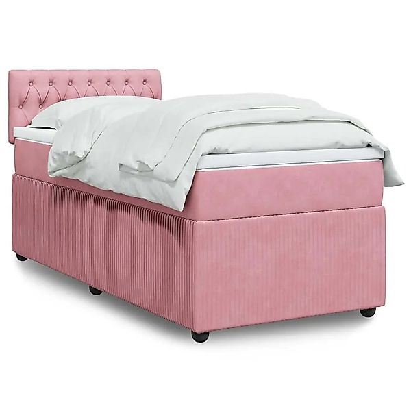 vidaXL Boxspringbett mit Matratze Rosa 80x200 cm Samt 3289901 günstig online kaufen