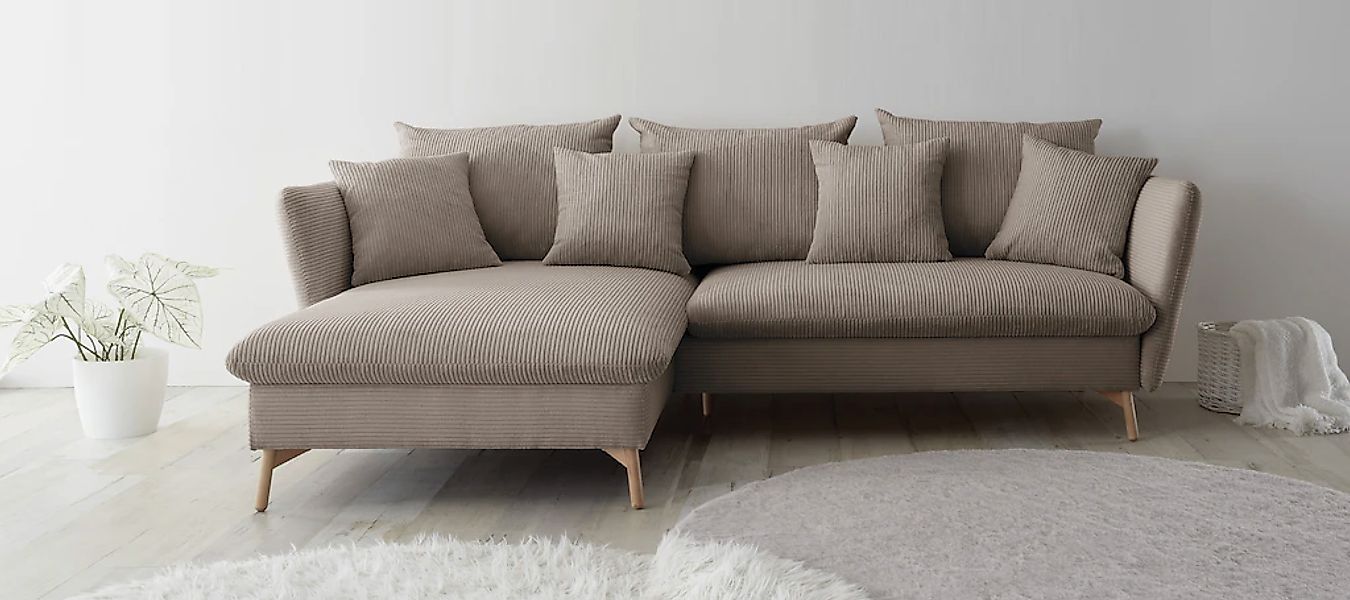 OTTO home Ecksofa "MERLE, 258 cm, L-Form, traumhafter Cord," mit Bettfunkti günstig online kaufen