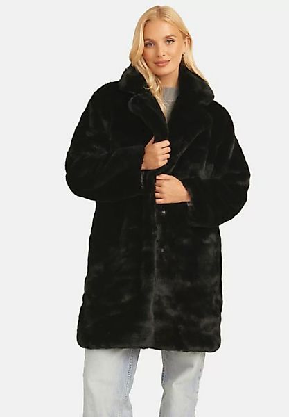 GINI LONDON Langmantel Gini Faux Fur Lapel Collar Longline Gini getäfelte K günstig online kaufen