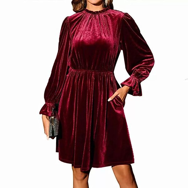 RUZU UG Abendkleid Samt-Party-eleganter, halbhoher Taillen-Schlankheits-A-P günstig online kaufen