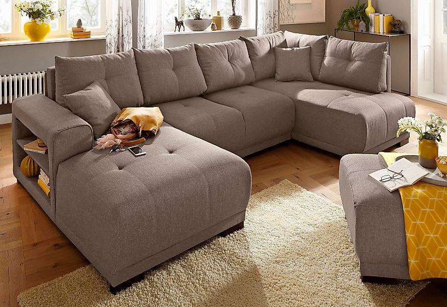 Home affaire Wohnlandschaft "Viborg U-Form", mit Regal in der Armlehne, wah günstig online kaufen