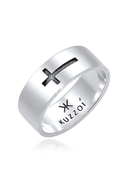Kuzzoi Silberring Herren Bandring Kreuz Glanz 925 Silber, Kreuz günstig online kaufen