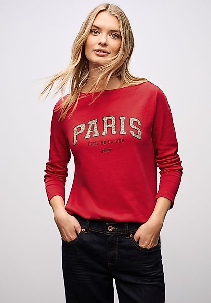 STREET ONE Langarmshirt mit Print, Wording Print im Leo-Look günstig online kaufen