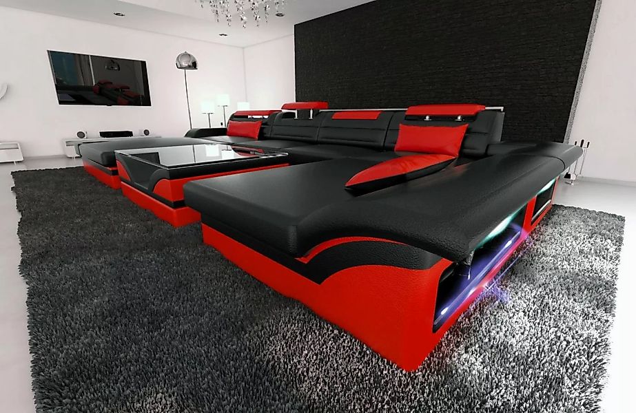 Sofa Dreams Wohnlandschaft Leder Sofa Couch Monza U Form Ledersofa, Couch günstig online kaufen