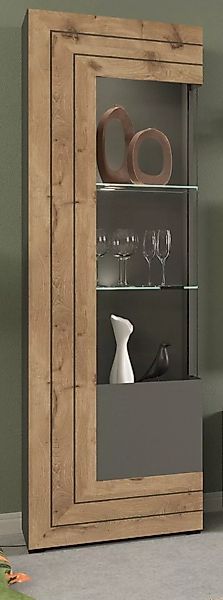 Inn.Furn Standvitrine Freno (Stauraumvitrine in Nox Eiche und Basalt grau, günstig online kaufen