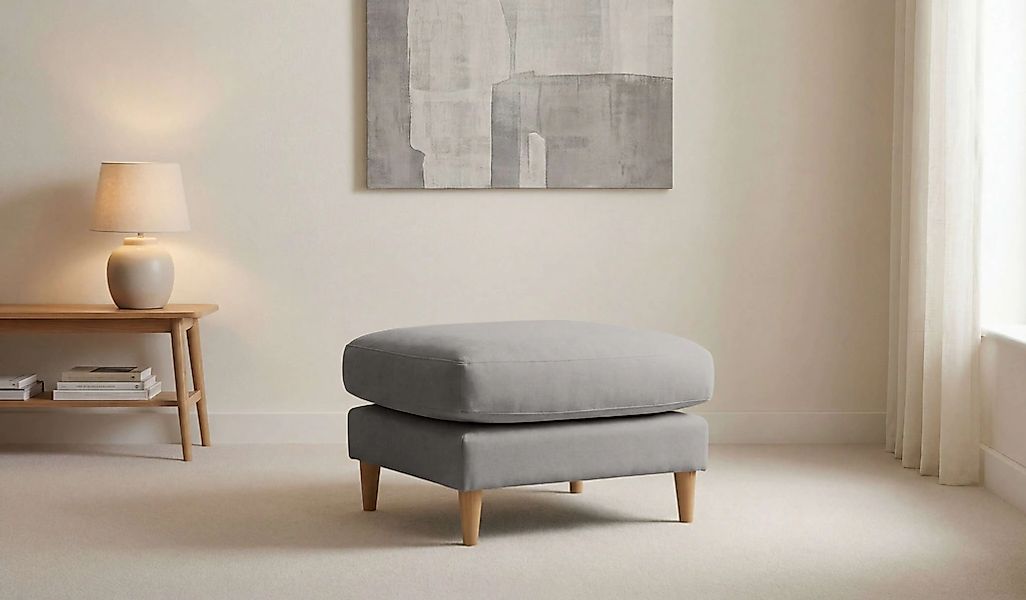 OTTO home Pouf "Finnian" Polsterhocker 70x70 cm, Chenille, Massivholzfüße günstig online kaufen