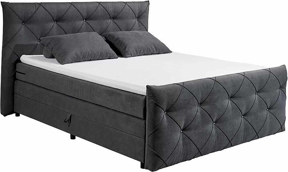 ED EXCITING DESIGN Boxspringbett »Villano«, mit Strasssteinen, Breite: 180c günstig online kaufen