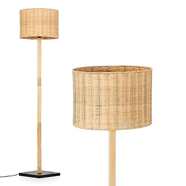hofstein Stehlampe Boho-Style Stehlampe aus Holz/Metall/Rattan günstig online kaufen