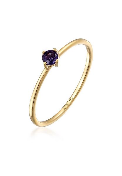 Elli Premium Fingerring Solitär mit Lolite Edelstein Lila 375 Gelbgold günstig online kaufen