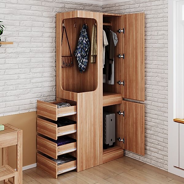 Odikalo Kleiderschrank Eckkleiderschrank mit Schubladen (Kleiderschrank günstig online kaufen
