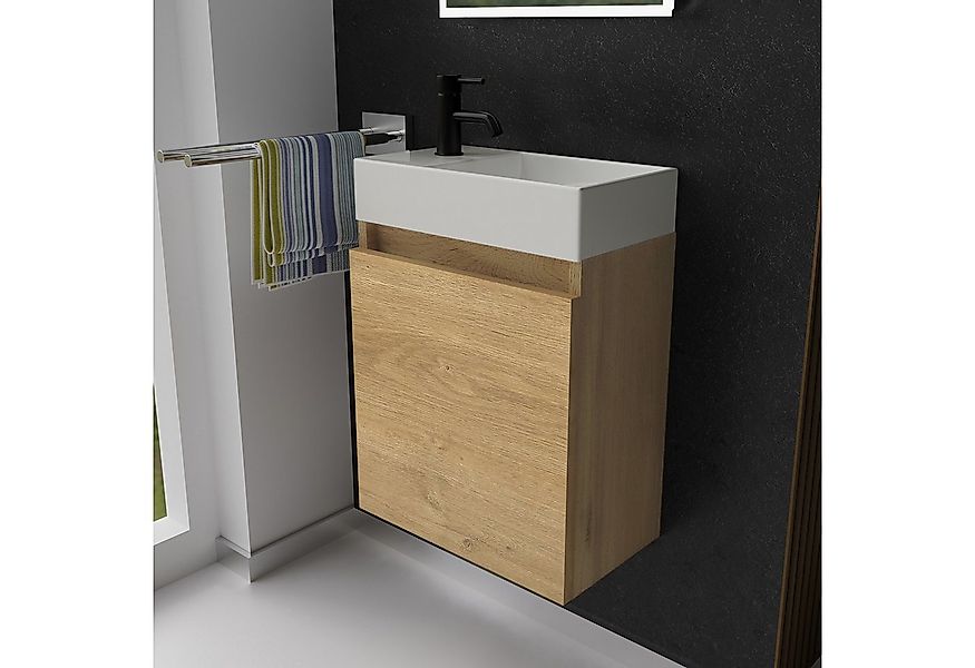 Alpenberger Badmöbel-Set Gäste WC Waschbecken mit Unterschrank - Badschrank günstig online kaufen