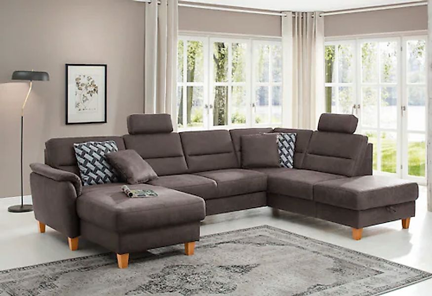Home affaire Wohnlandschaft »Palmera U-Form, B: 308 cm« optional Bettfunkti günstig online kaufen