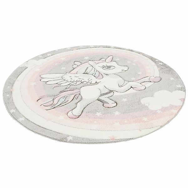 Pergamon Kinder Teppich Maui Kids Pastell Einhorn Rund Grau 160x160cm günstig online kaufen