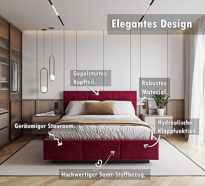 thematys Polsterbett Stauraumbett aus Velours 90x200, günstig online kaufen