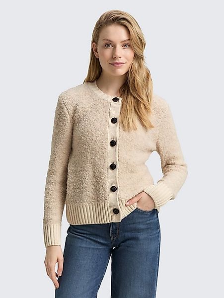TOM TAILOR Cardigan Pullover & Strickjacken Bouclé Cardigan mit Wollanteil günstig online kaufen