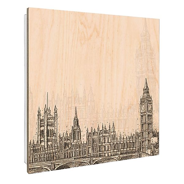 Banjado Großer Schlüsselbox Holz 30x30cm Weiß Scharnier Rechts 50 Haken Sch günstig online kaufen