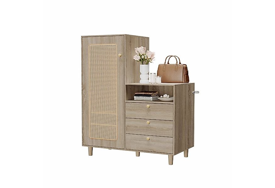 FUFU&GAGA Garderobenständer Garderobenschrank mit Rattantür, Beige, MDF, 10 günstig online kaufen