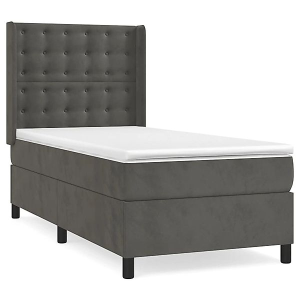 vidaXL Boxspringbett mit Matratze Dunkelgrau 80x200 cm Samt1378786 günstig online kaufen