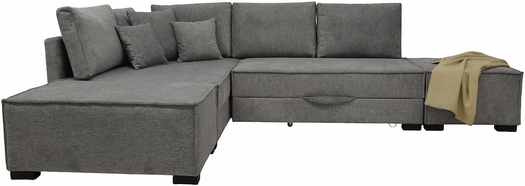 INOSIGN Ecksofa inkl. Bettfunktion, Bettkasten, 3 Zierkissen, Boxspringbett günstig online kaufen