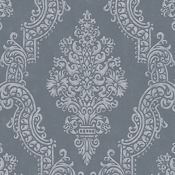 PROFHOME 397657-GU Barock Tapete Ornament schimmernd Anthrazit Grau 0,53 m günstig online kaufen