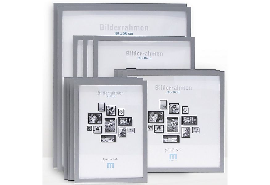 M MERCEO Bilderrahmen, 12-tlg. Bilderrahmen-Set Grau (21x30cm bis 40x50cm) günstig online kaufen