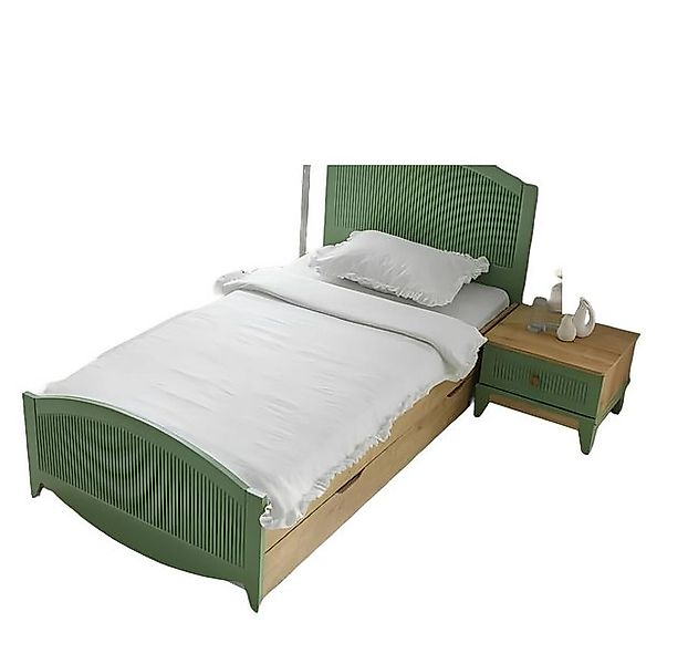 JVmoebel Bett Luxus Kindermöbel Bett Nachttisch 2tlg Grün Einzelbett Modern günstig online kaufen