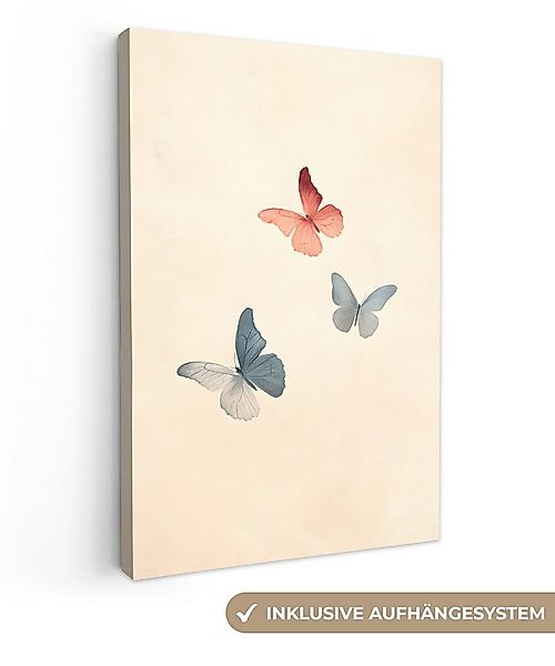 OneMillionCanvasses® Leinwandbild Schmetterlinge - Minimalistisch - Rosa, F günstig online kaufen