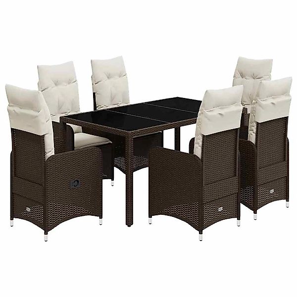 vidaXL 7-Tlg Garten-Bistro-Set mit Kissen Braun Poly Rattan 3277067 günstig online kaufen