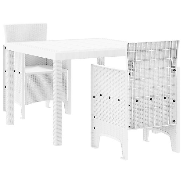 vidaXL 3-tlg Garten-Essgruppe Weiß Poly Rattan 3378682 günstig online kaufen