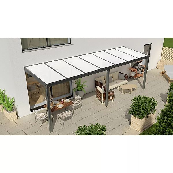 Terrassenüberdachung Professional 700 cm x 200 cm Anthrazit Struktur PC Opa günstig online kaufen