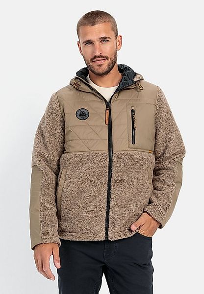 camel active Fleecejacke im Materialmix Langarm Kapuze Badge günstig online kaufen