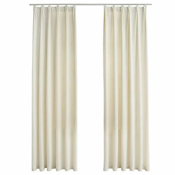 vidaXL Verdunkelungsvorhänge mit Haken 2 Stk Samt Creme 140x175cm günstig online kaufen