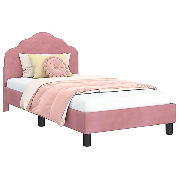 vidaXL Kinderbettgestell mit Kopfteil Rosa 80 x 160 cm Samt 42010939 günstig online kaufen