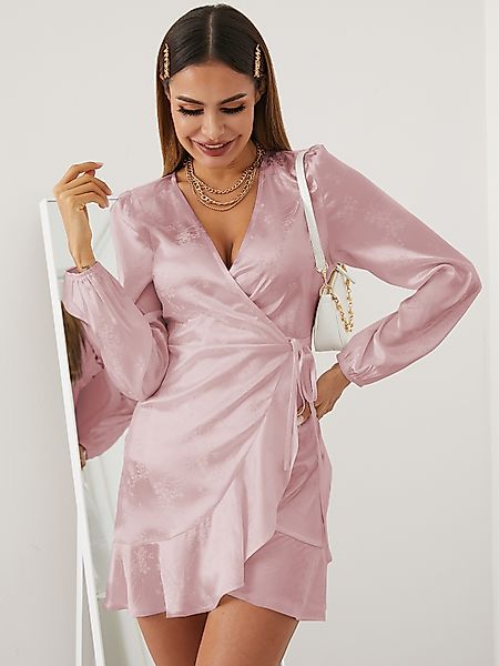 YOINS Jacquard Wrap Design Mini Kleid günstig online kaufen