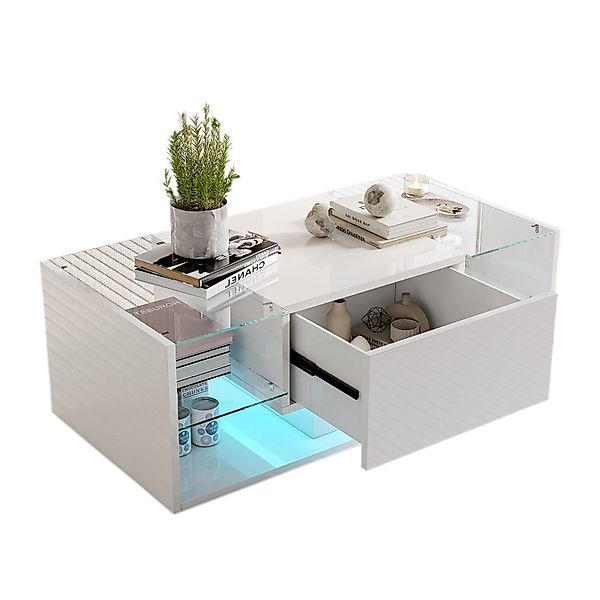 FUROKOY Couchtisch Modern Wohnzimmertisch Hochglanz mit günstig online kaufen