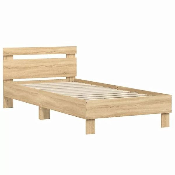 vidaXL Bett Bettgestell mit Kopfteil Sonoma-Eiche 75x190 cm Holzwerkstoff günstig online kaufen