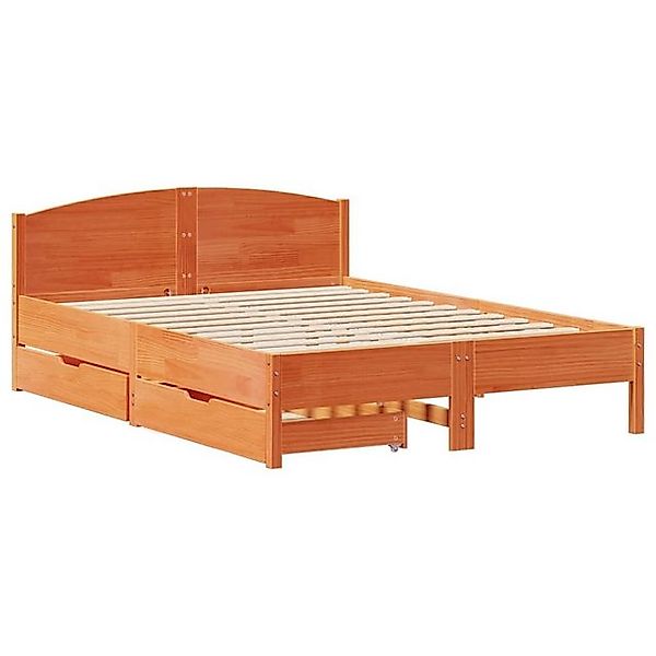 vidaXL Bett Massivholzbett ohne Matratze Wachsbraun 120x200 cm Kiefernholz günstig online kaufen