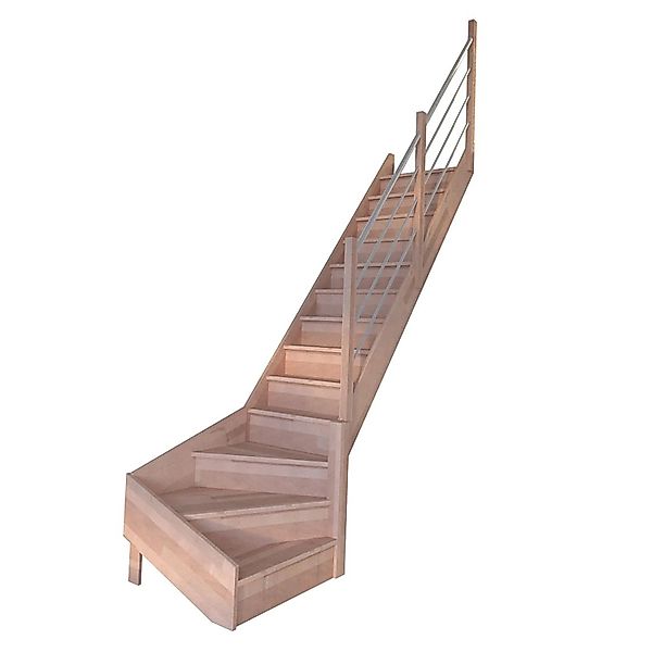 StarWood Treppe Rhodos Buche Gewendelt R Setzstufen Holz-Edelstahl-Geländer günstig online kaufen