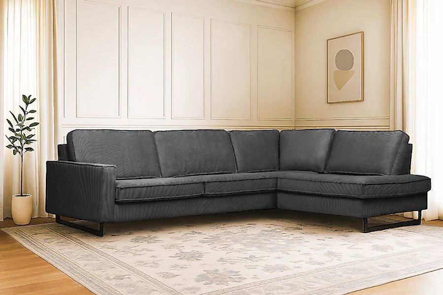 Home affaire Ecksofa »Pinto, 290 cm, Cord, Chenille, Lederoptik, Ottomane l günstig online kaufen