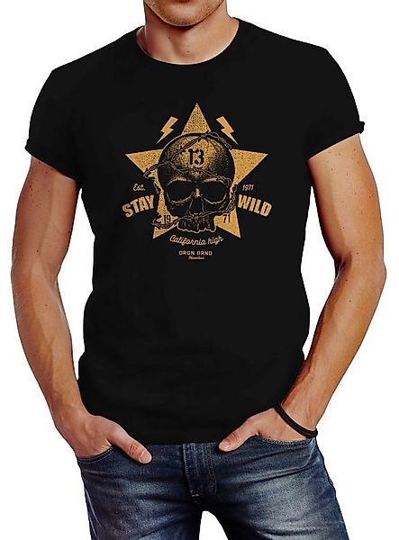 Neverless Print-Shirt Herren T-Shirt Printshirt Skull Totenkopf Motiv Stay günstig online kaufen