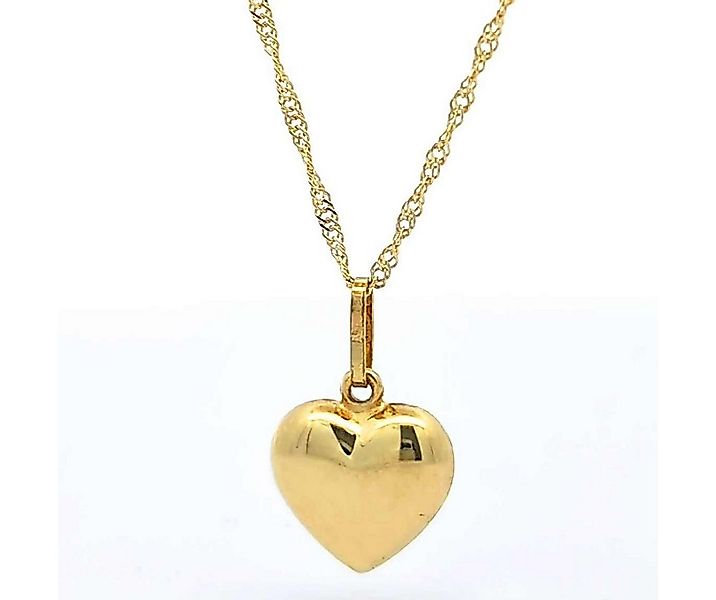 HOPLO Herzanhänger Anhänger Herz mit massiver Goldkette Singapurkette rund günstig online kaufen