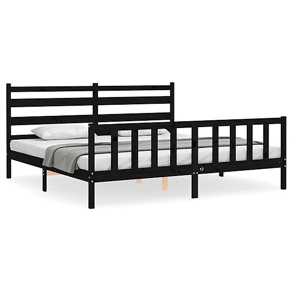 vidaXL Massivholzbett mit Kopfteil Schwarz 200x200 cm 3192060 günstig online kaufen