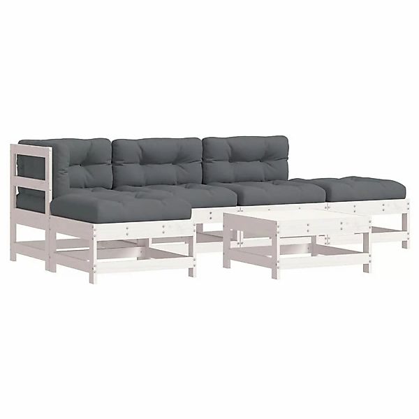 vidaXL 6-tlg Garten-Lounge-Set mit Kissen Weiß Kiefernholz Modell 14 günstig online kaufen