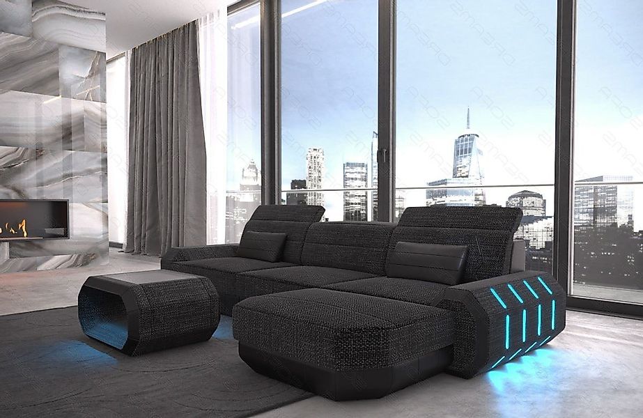 Sofa Dreams Ecksofa Designer Polster Stoff Sofa Roma L Form H Strukturstoff günstig online kaufen