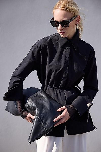 touche prive Rugbyshirt Poplin Shirt mit Weiten Manschetten, Schwarz günstig online kaufen