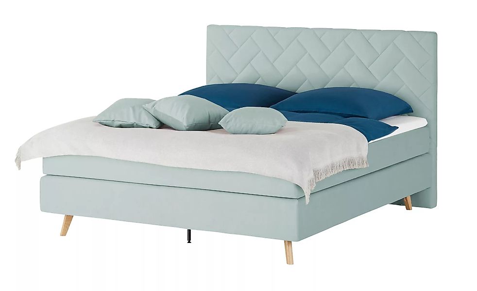 SKAGEN BEDS Boxspringbett  Weave - blau - 140 cm - 122 cm - Betten > Boxspr günstig online kaufen